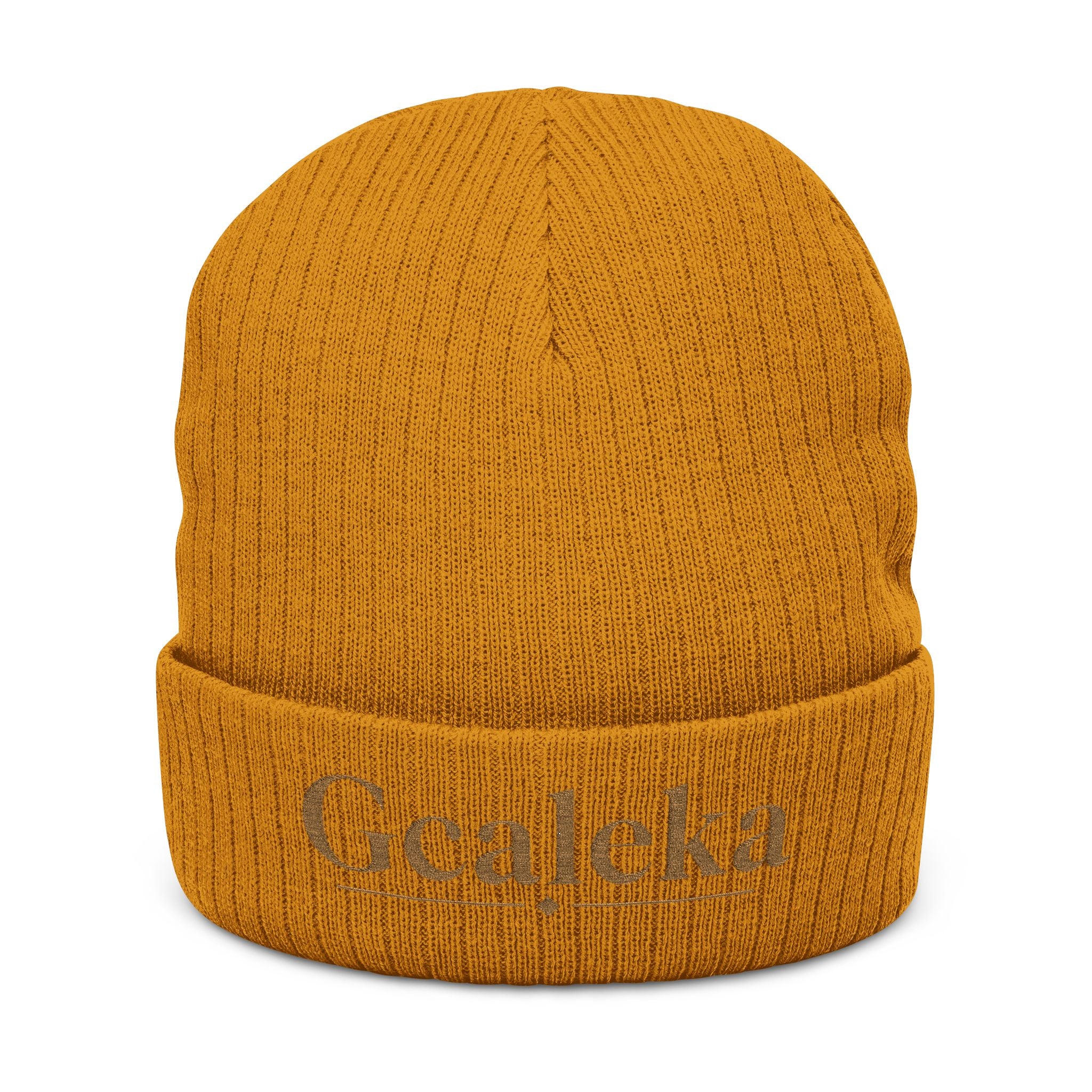 Embroidered 'Gcaleka' Ribbed Knit Beanie — Warm Cuffed Winter Hat