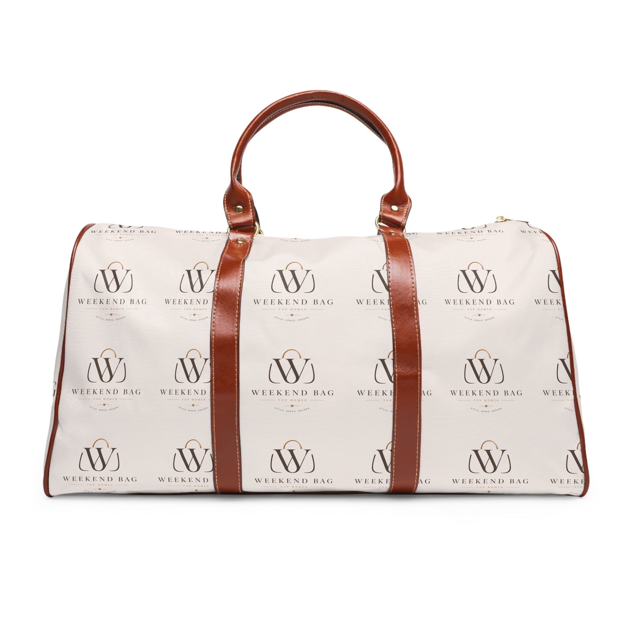 Waterproof Weekend Travel Bag – Monogram Logo Duffle with Leather Trim