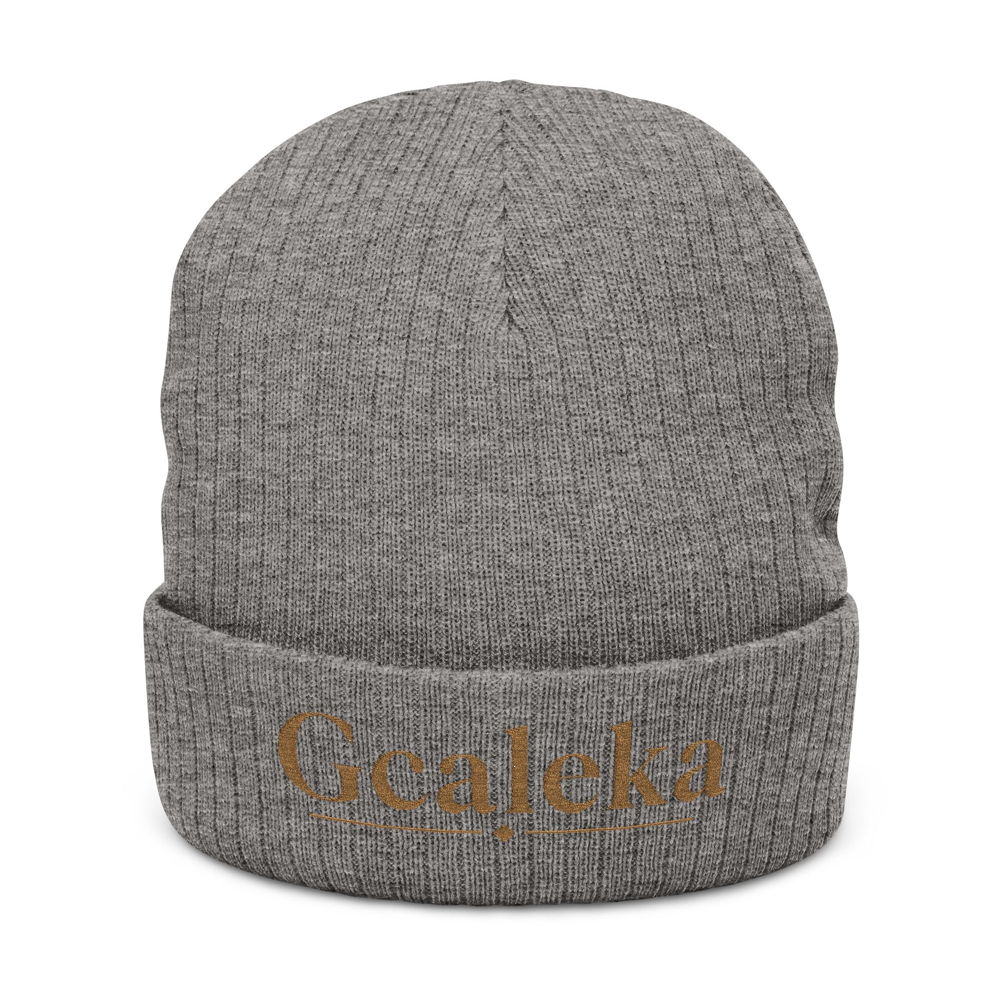 Embroidered 'Gcaleka' Ribbed Knit Beanie — Warm Cuffed Winter Hat