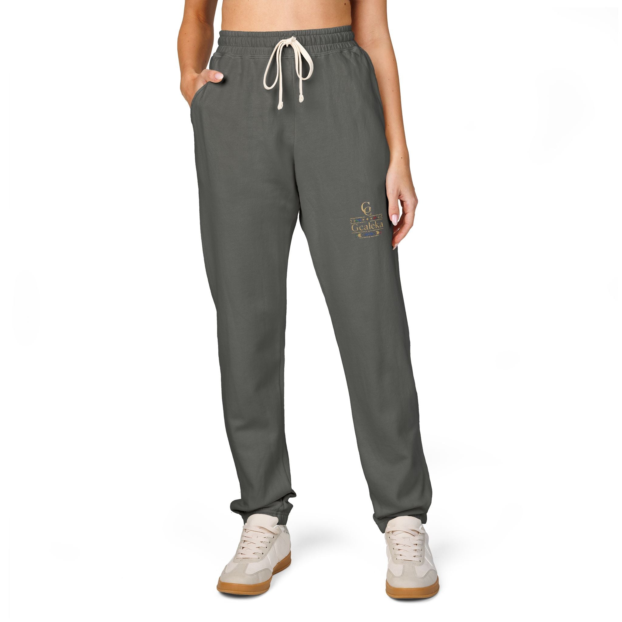 Embroidered Anchor & Compass Sweatpants — Garment-Dyed Cozy Joggers