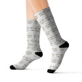 Minimalist Sheet Music Sublimation Socks — Musical Note Pattern Crew Socks