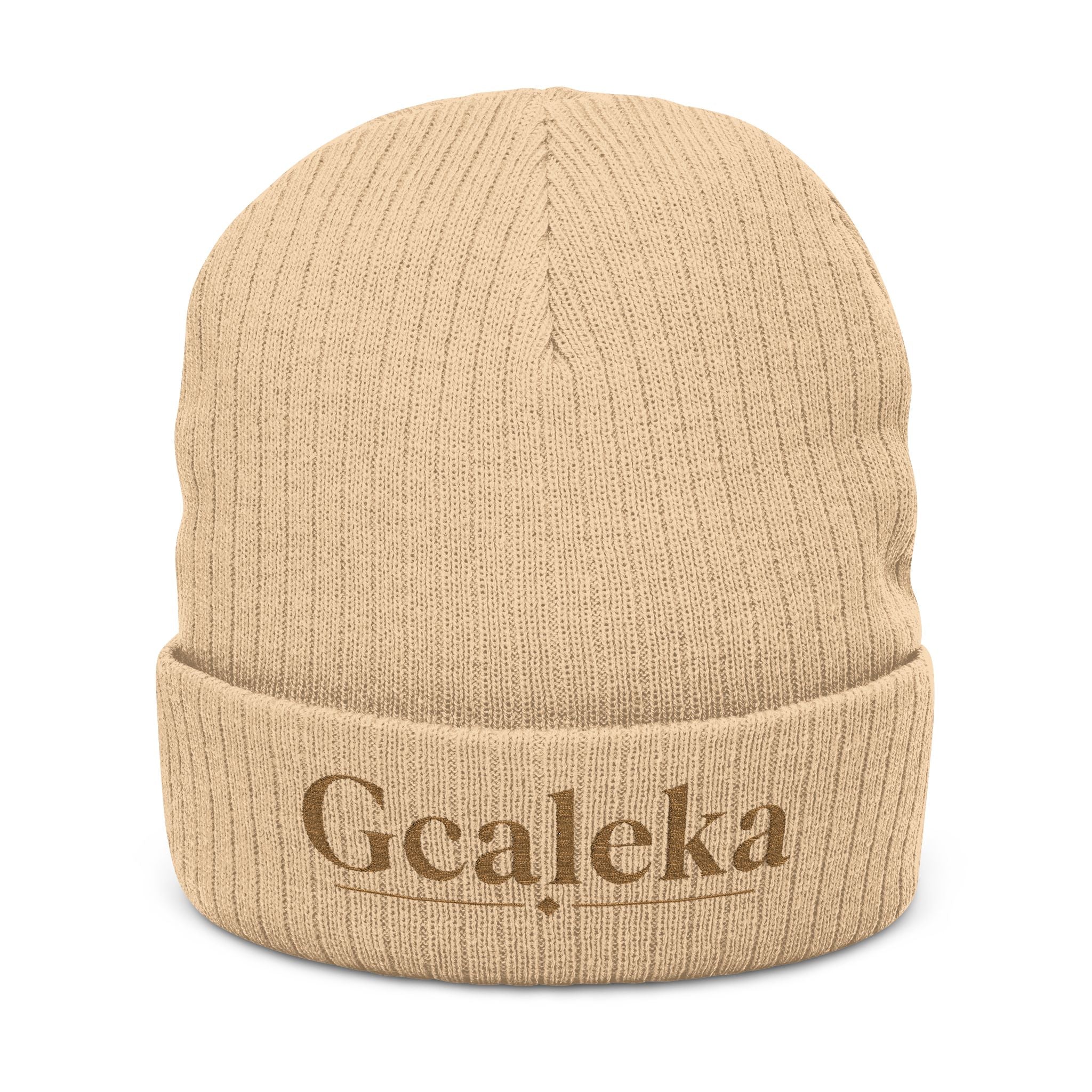 Embroidered 'Gcaleka' Ribbed Knit Beanie — Warm Cuffed Winter Hat