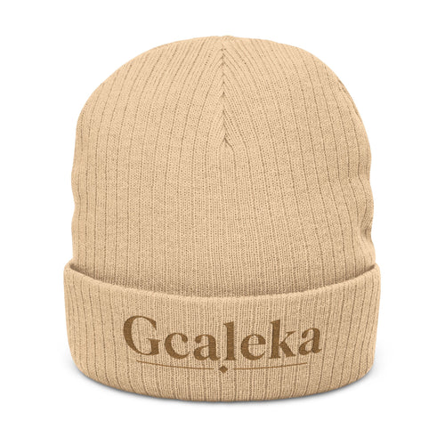 Embroidered 'Gcaleka' Ribbed Knit Beanie — Warm Cuffed Winter Hat