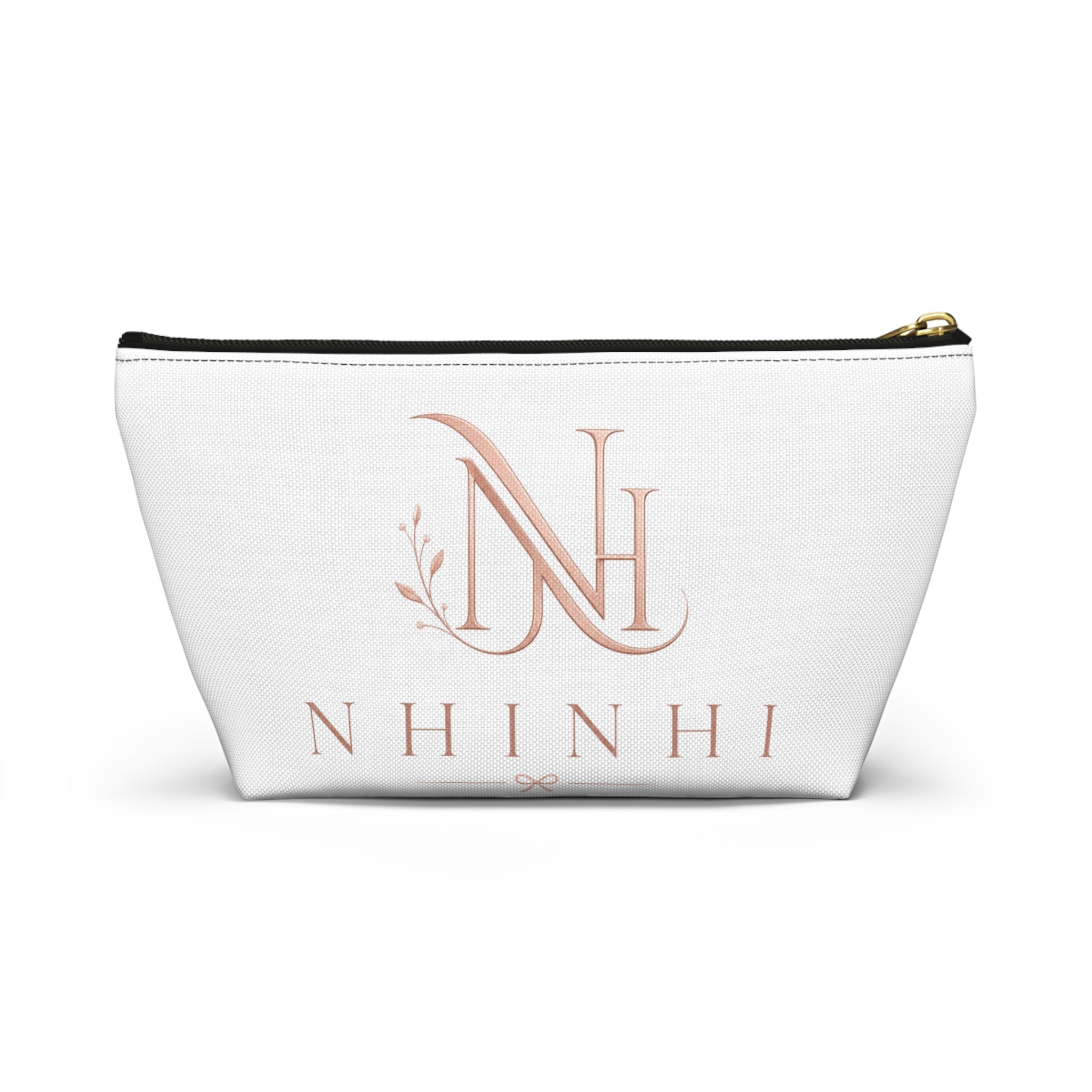 Monogram NH Rose Gold Accessory Pouch — Personalized Cosmetic T-Bottom Bag