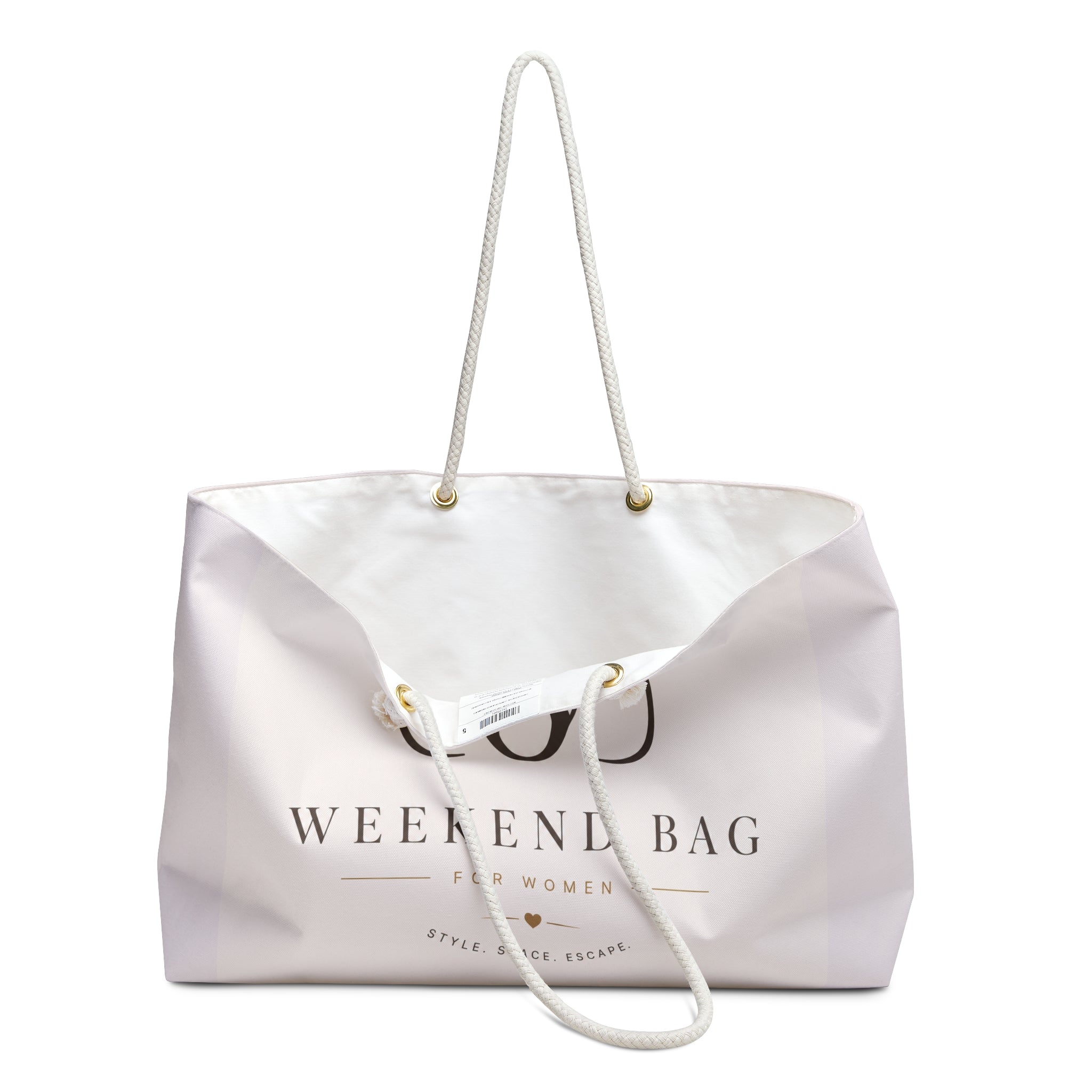 Weekender Bag – Women's Spacious Travel Tote with Rope Handles, Stylish Logo