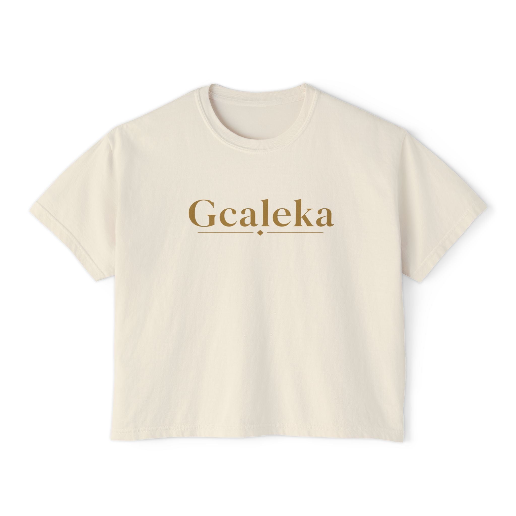 Gcaleka Boxy Tee — Minimal Gold Script Women's Crop T-Shirt