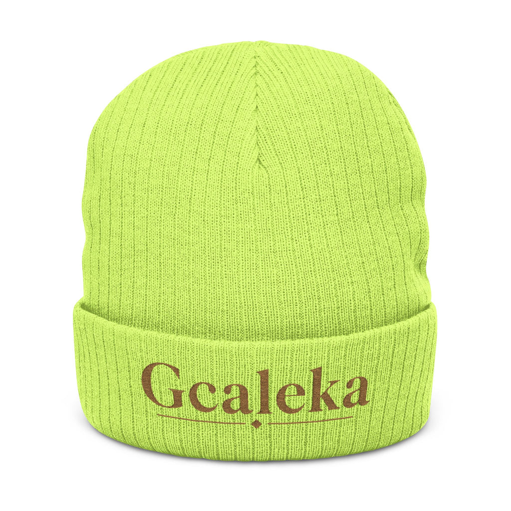 Embroidered 'Gcaleka' Ribbed Knit Beanie — Warm Cuffed Winter Hat