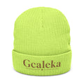 Embroidered 'Gcaleka' Ribbed Knit Beanie — Warm Cuffed Winter Hat