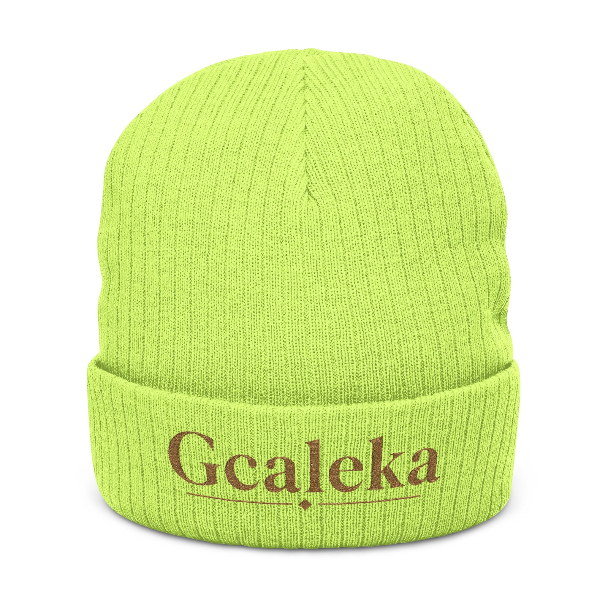 Embroidered 'Gcaleka' Ribbed Knit Beanie — Warm Cuffed Winter Hat