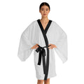 White Long Sleeve Kimono Robe – Lightweight AOP Wrap for Loungewear & Spa