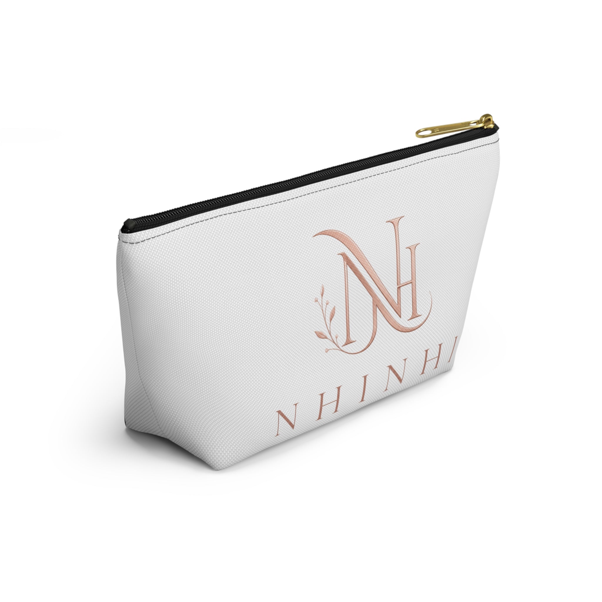 Monogram NH Rose Gold Accessory Pouch — Personalized Cosmetic T-Bottom Bag