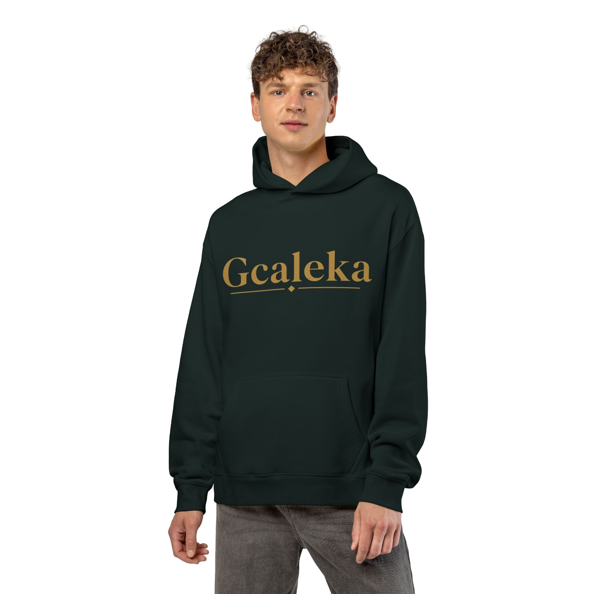 Gcaleka Relaxed Hoodie — Gold Script Logo Casual Pullover