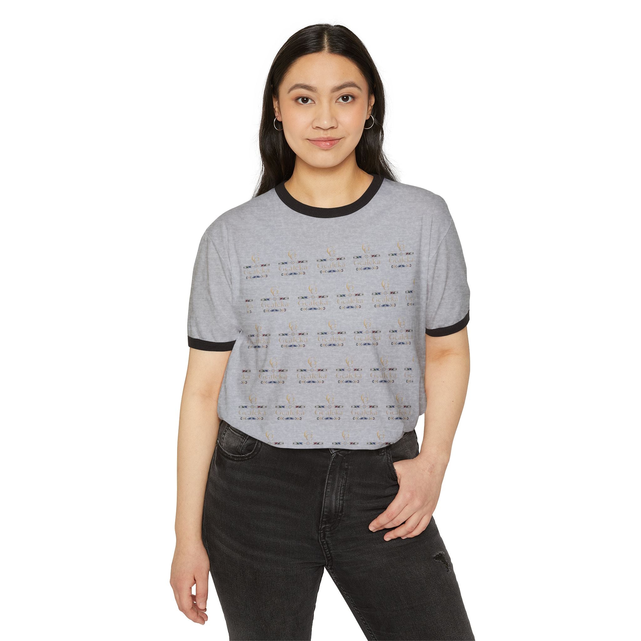 Retro Ringer T-Shirt — Minimal Vintage Morse Code Grid Design