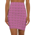 Pink Patterned Pencil Skirt — All-Over Print Mid-Waist Floral Motif