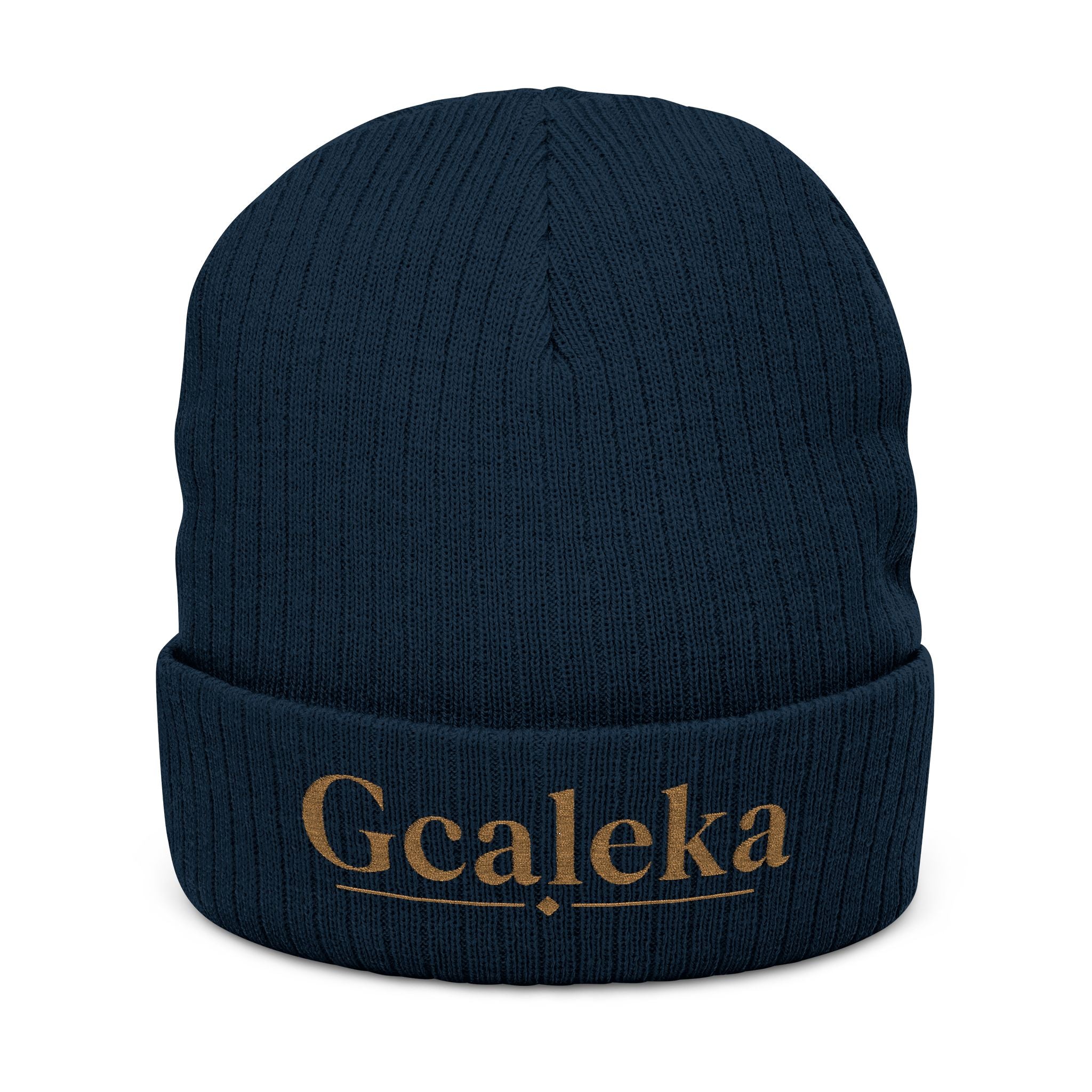 Embroidered 'Gcaleka' Ribbed Knit Beanie — Warm Cuffed Winter Hat