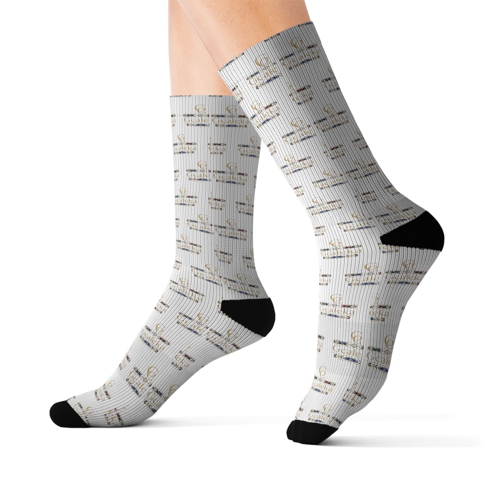 Minimalist Sheet Music Sublimation Socks — Musical Note Pattern Crew Socks