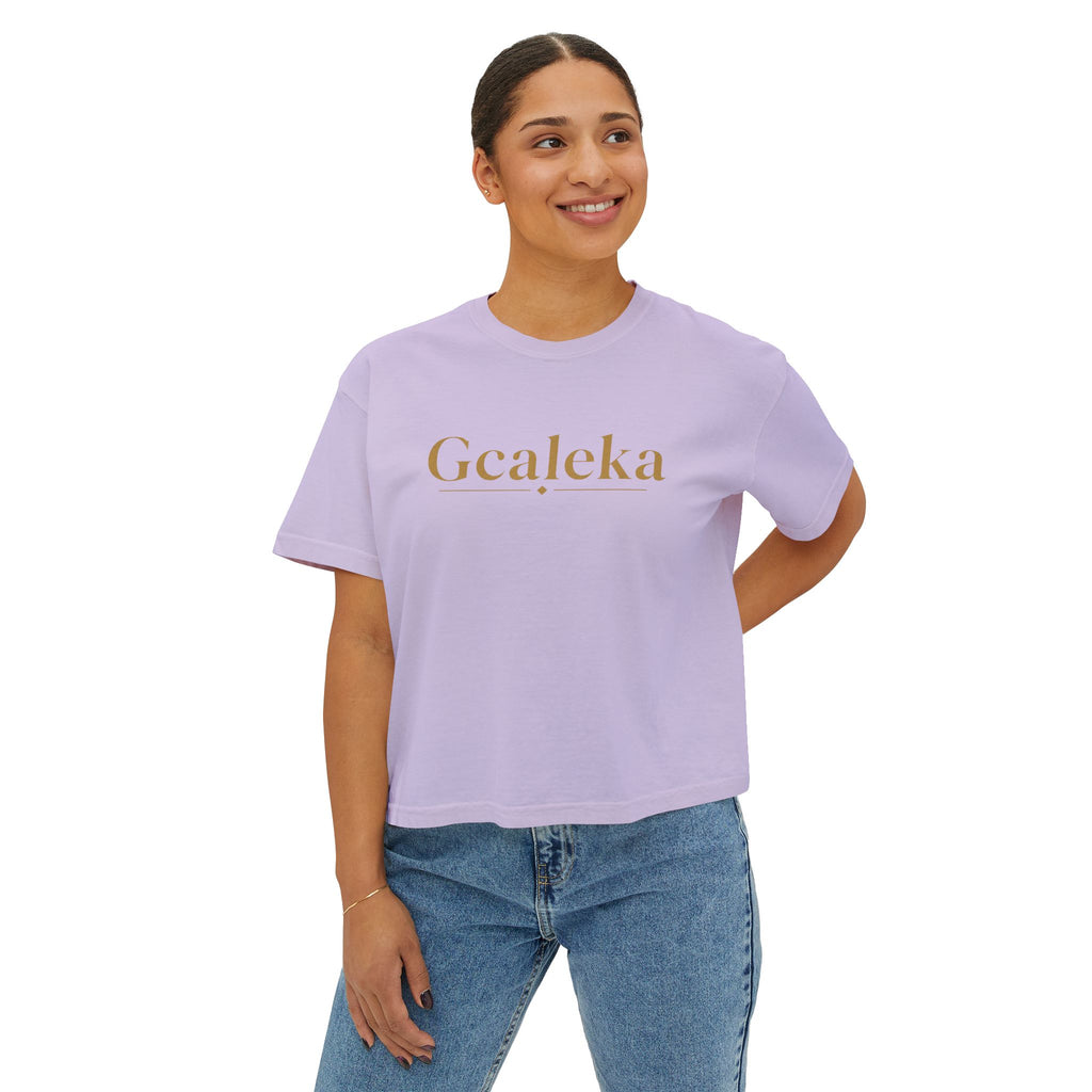 Gcaleka Boxy Tee — Minimal Gold Script Women's Crop T-Shirt