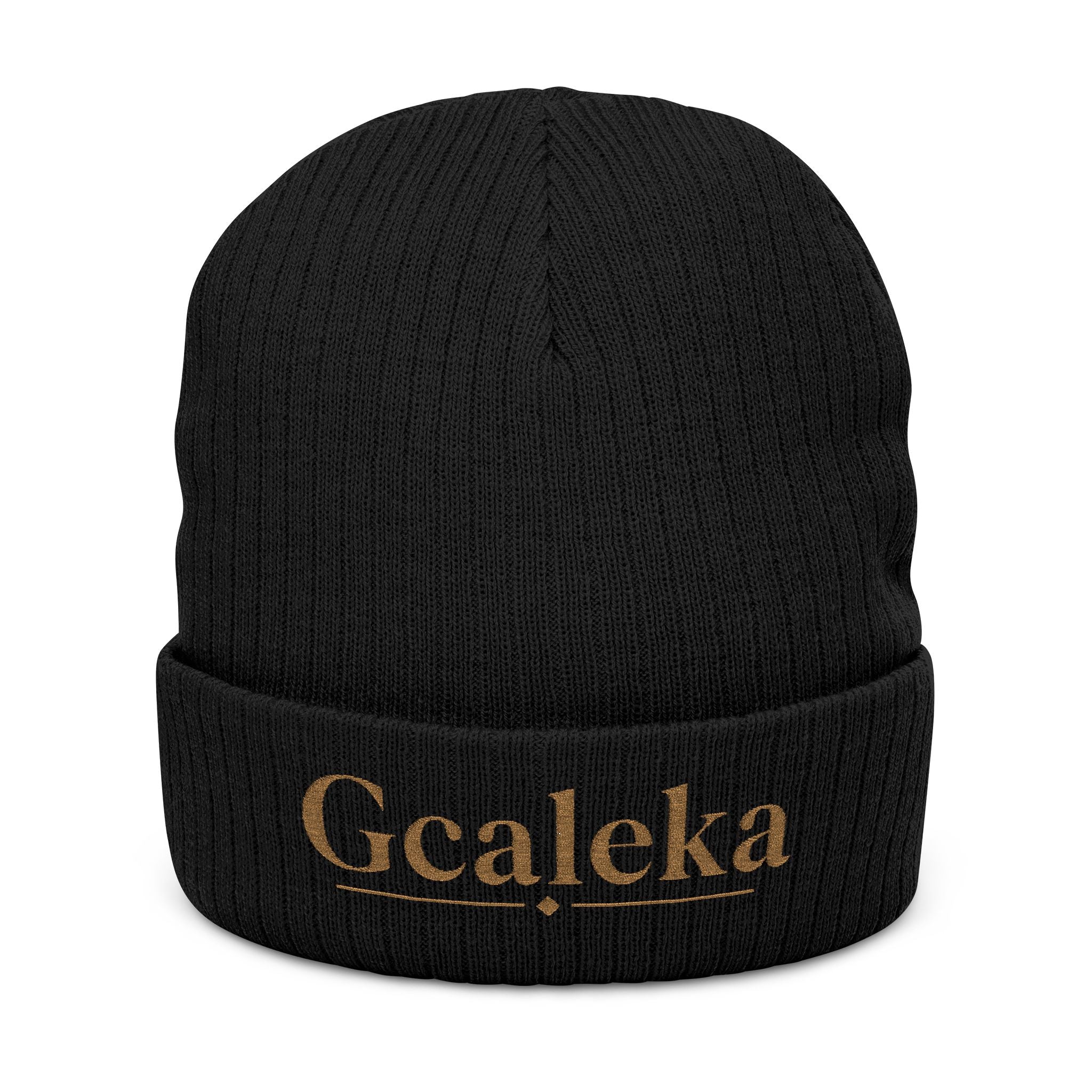 Embroidered 'Gcaleka' Ribbed Knit Beanie — Warm Cuffed Winter Hat