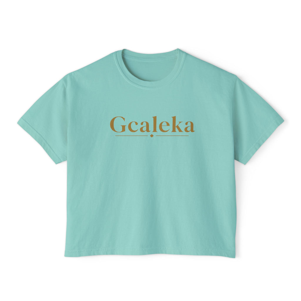 Gcaleka Boxy Tee — Minimal Gold Script Women's Crop T-Shirt