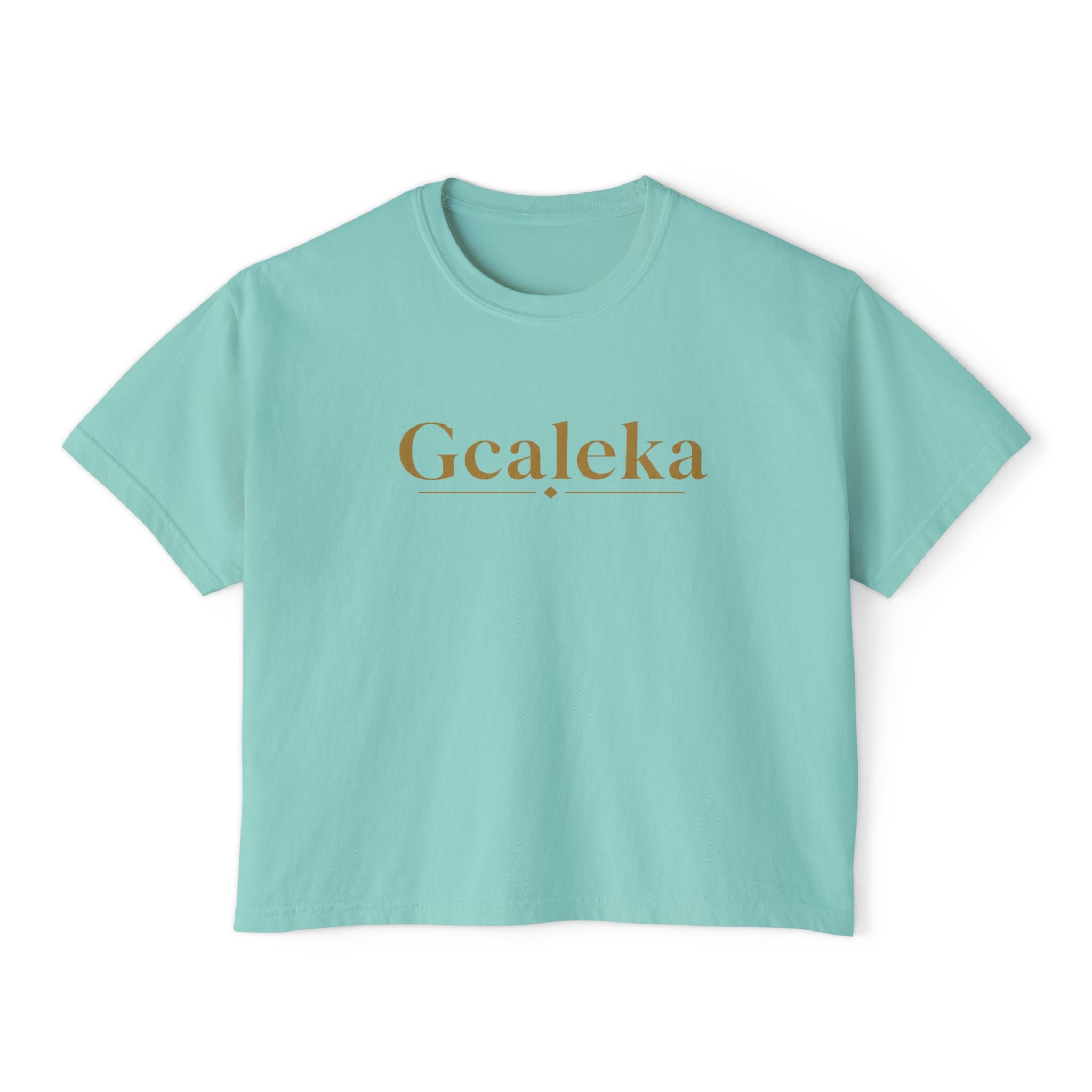 Gcaleka Boxy Tee — Minimal Gold Script Women's Crop T-Shirt