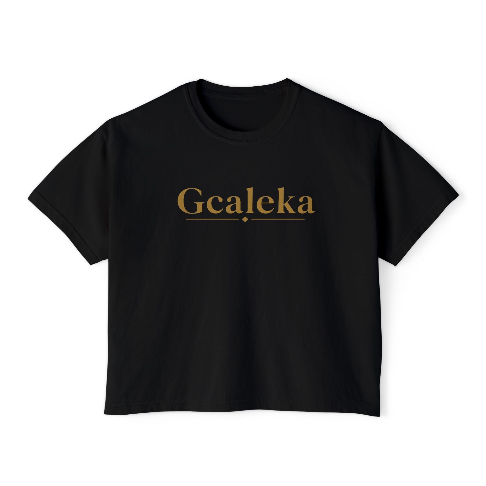 Gcaleka Boxy Tee — Minimal Gold Script Women's Crop T-Shirt