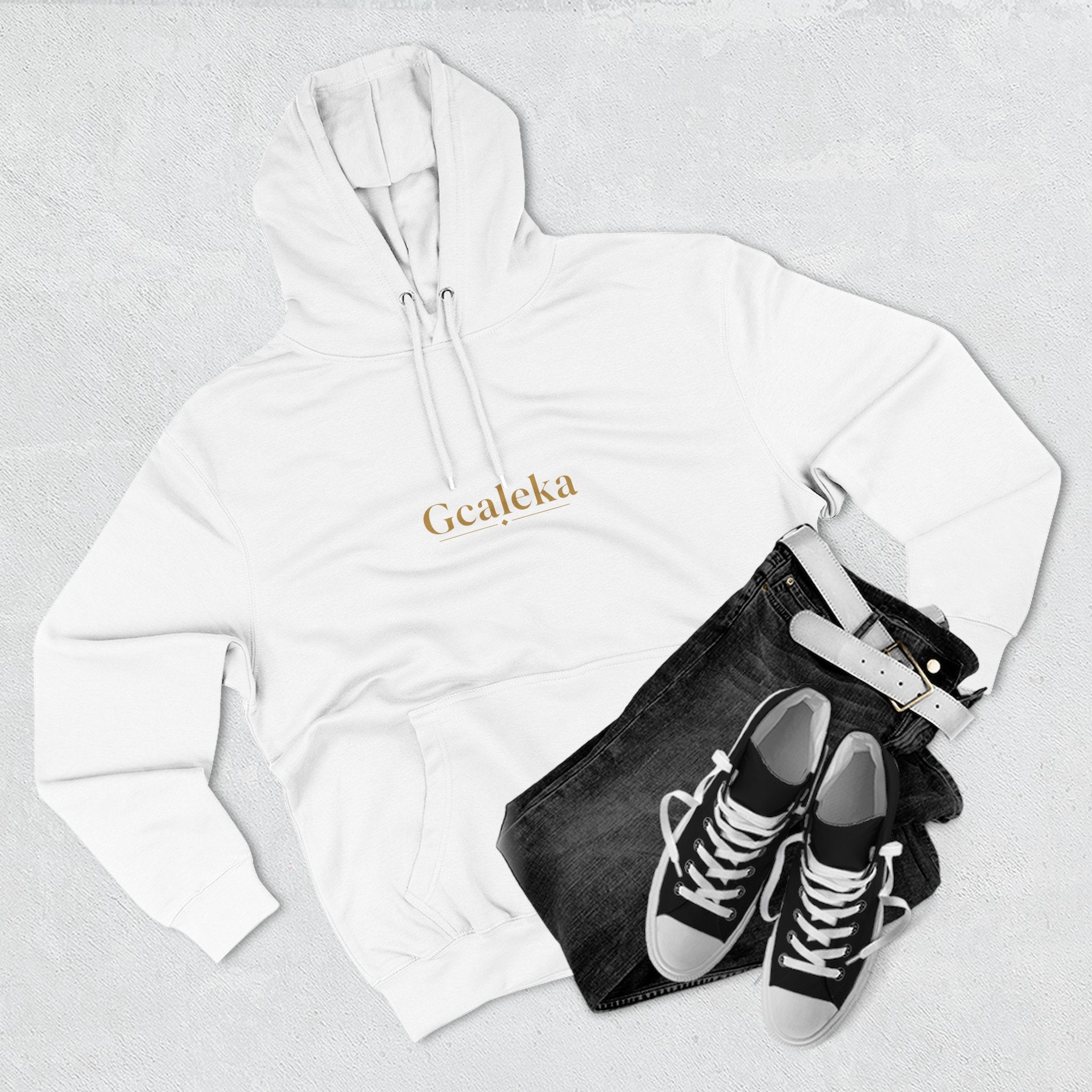 Hoodie — Minimal Gold 'Gcalcka' Script Fleece Hoodie