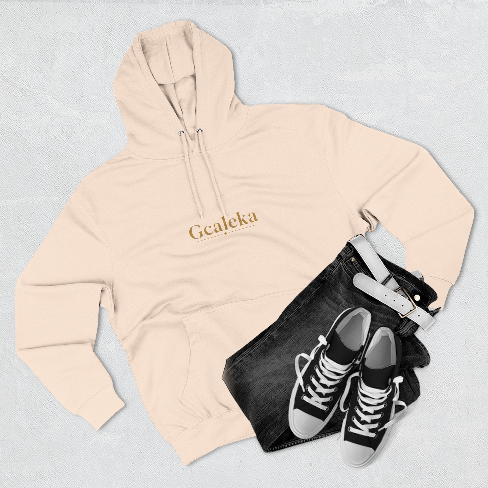 Hoodie — Minimal Gold 'Gcalcka' Script Fleece Hoodie