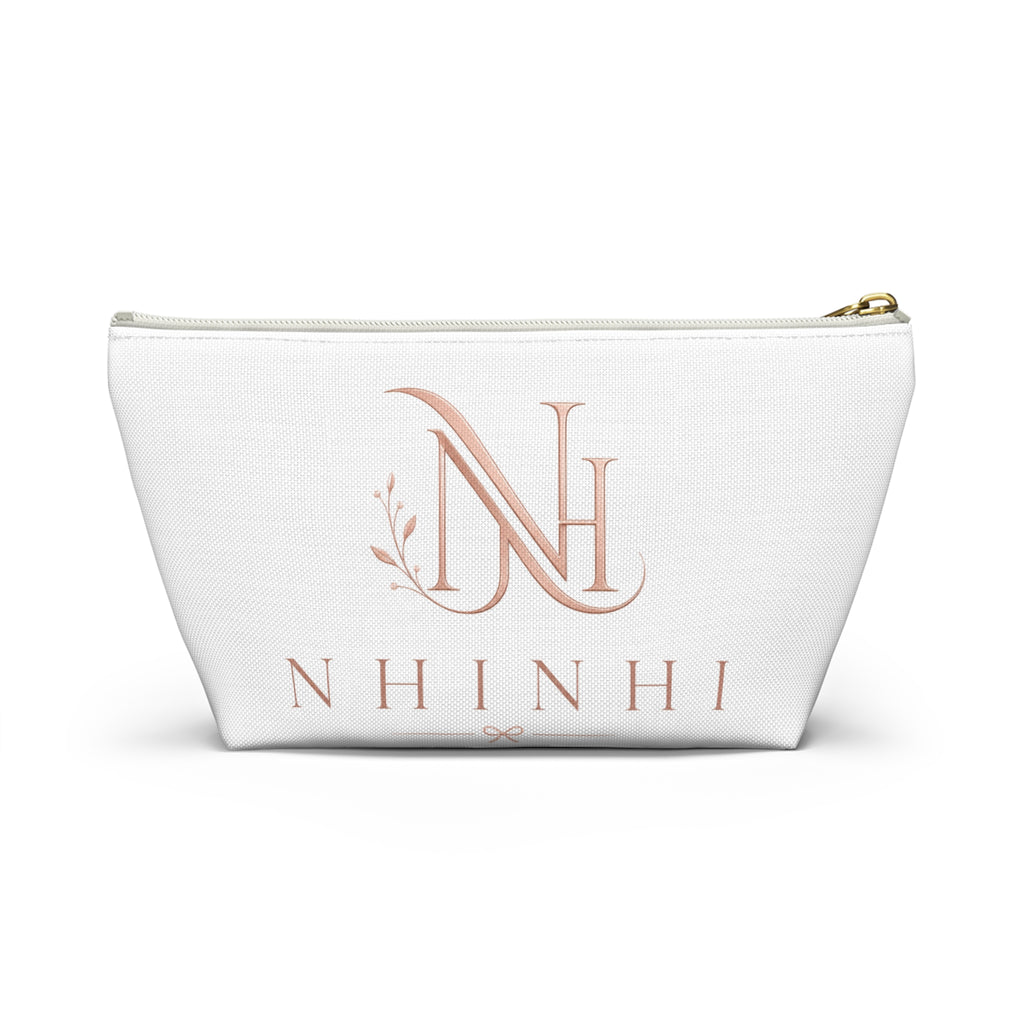 Monogram NH Rose Gold Accessory Pouch — Personalized Cosmetic T-Bottom Bag