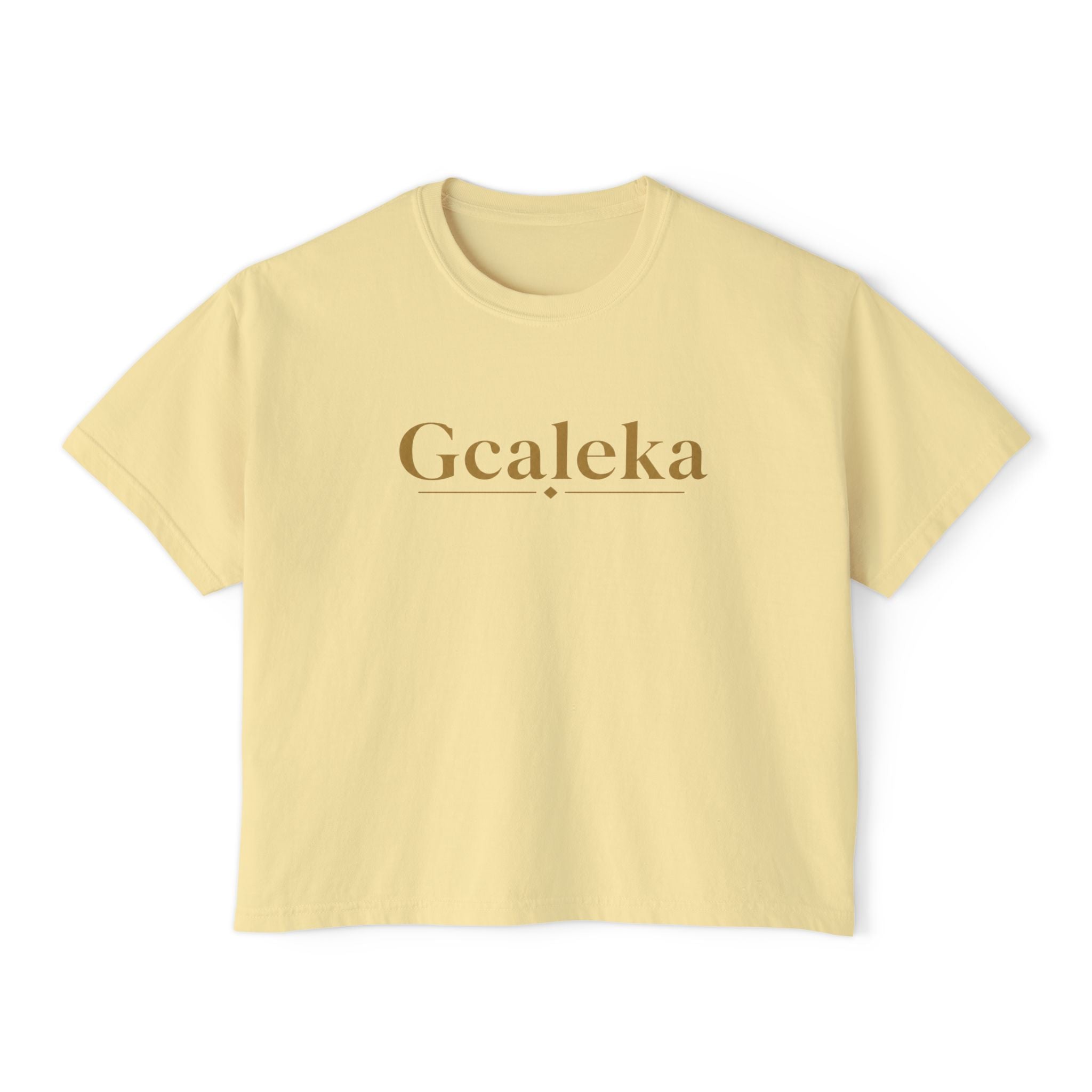 Gcaleka Boxy Tee — Minimal Gold Script Women's Crop T-Shirt