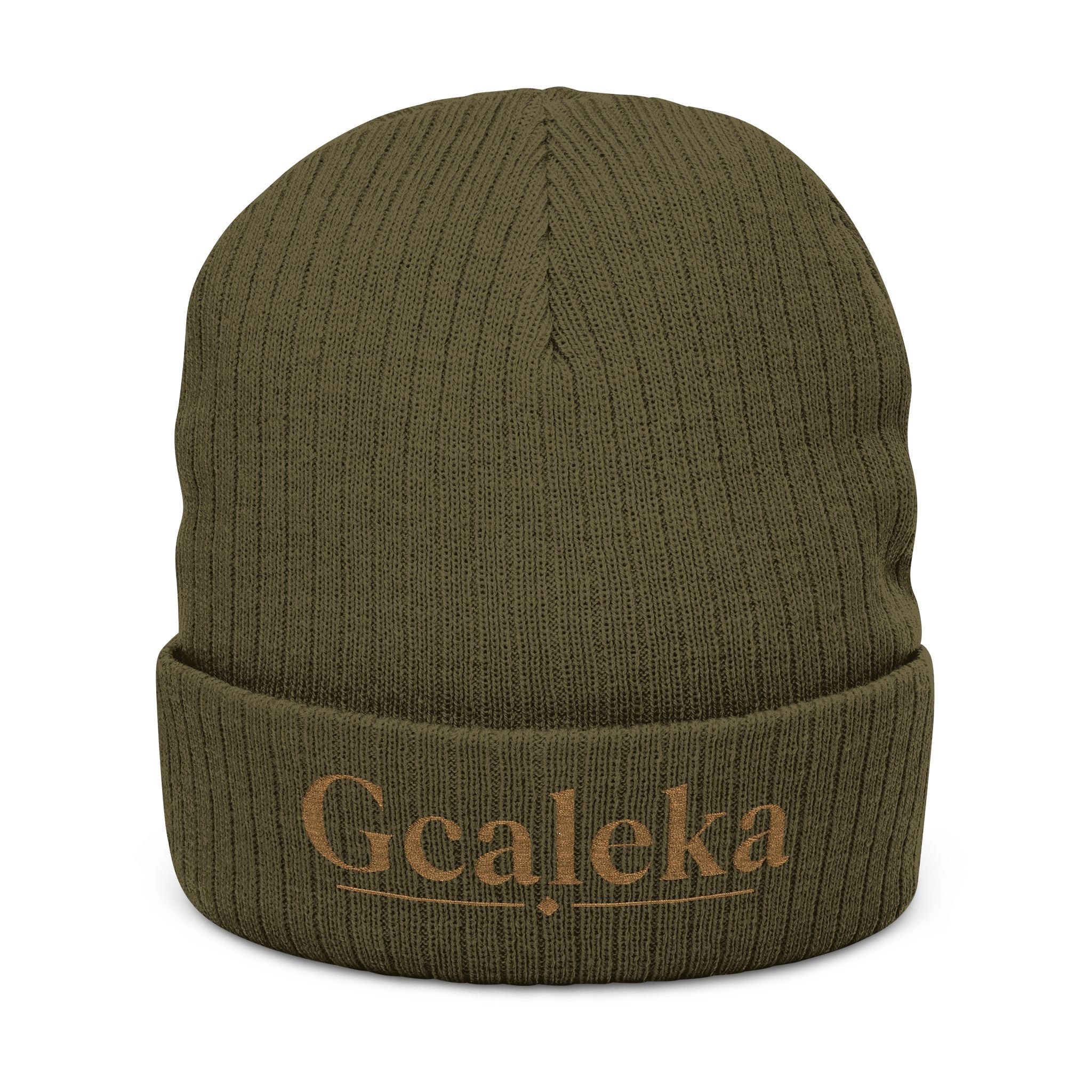 Embroidered 'Gcaleka' Ribbed Knit Beanie — Warm Cuffed Winter Hat