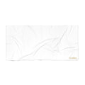 White Beach Towel with Small Gold 'Gcaleka' Logo — Minimal Luxury Pool & Resort Towel