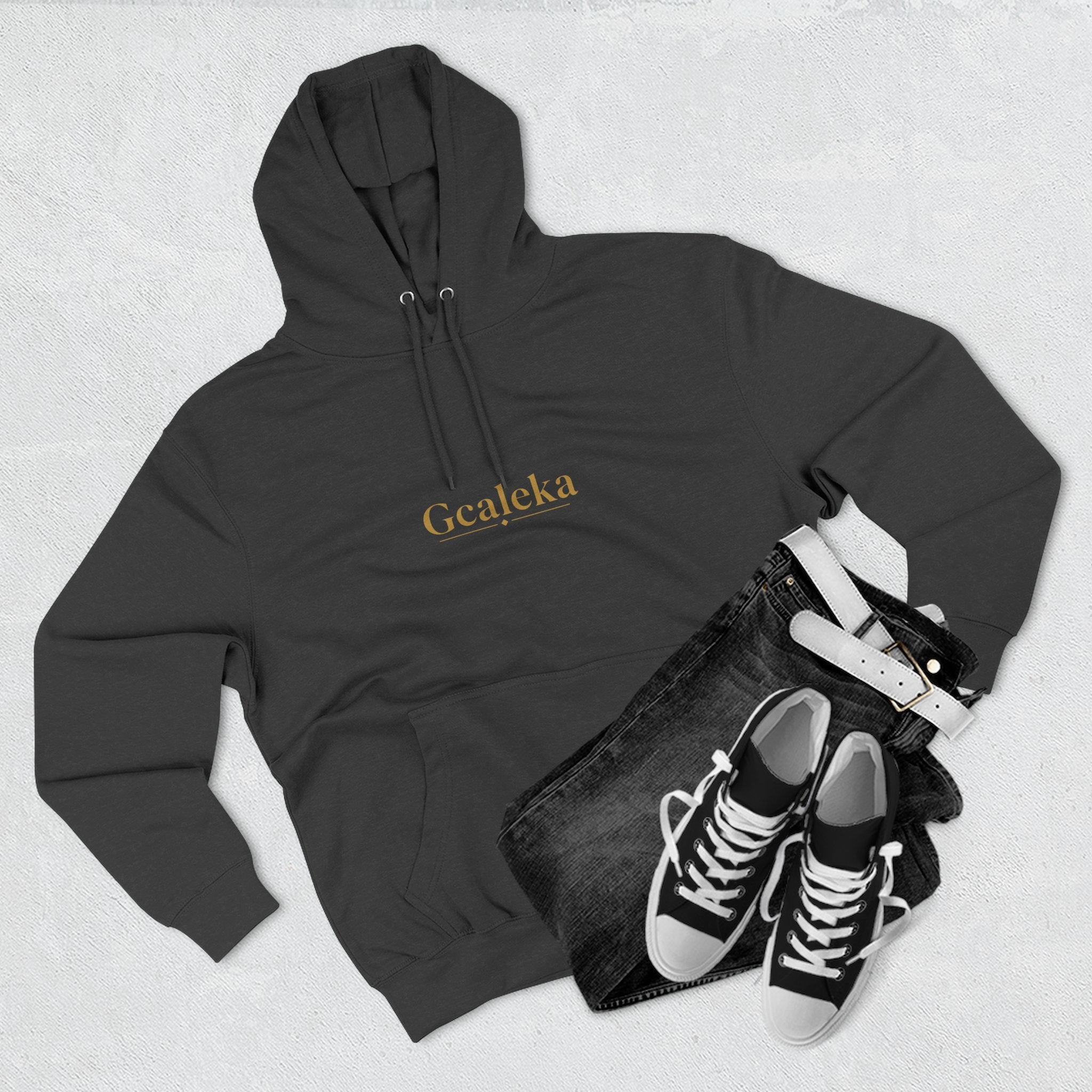 Hoodie — Minimal Gold 'Gcalcka' Script Fleece Hoodie