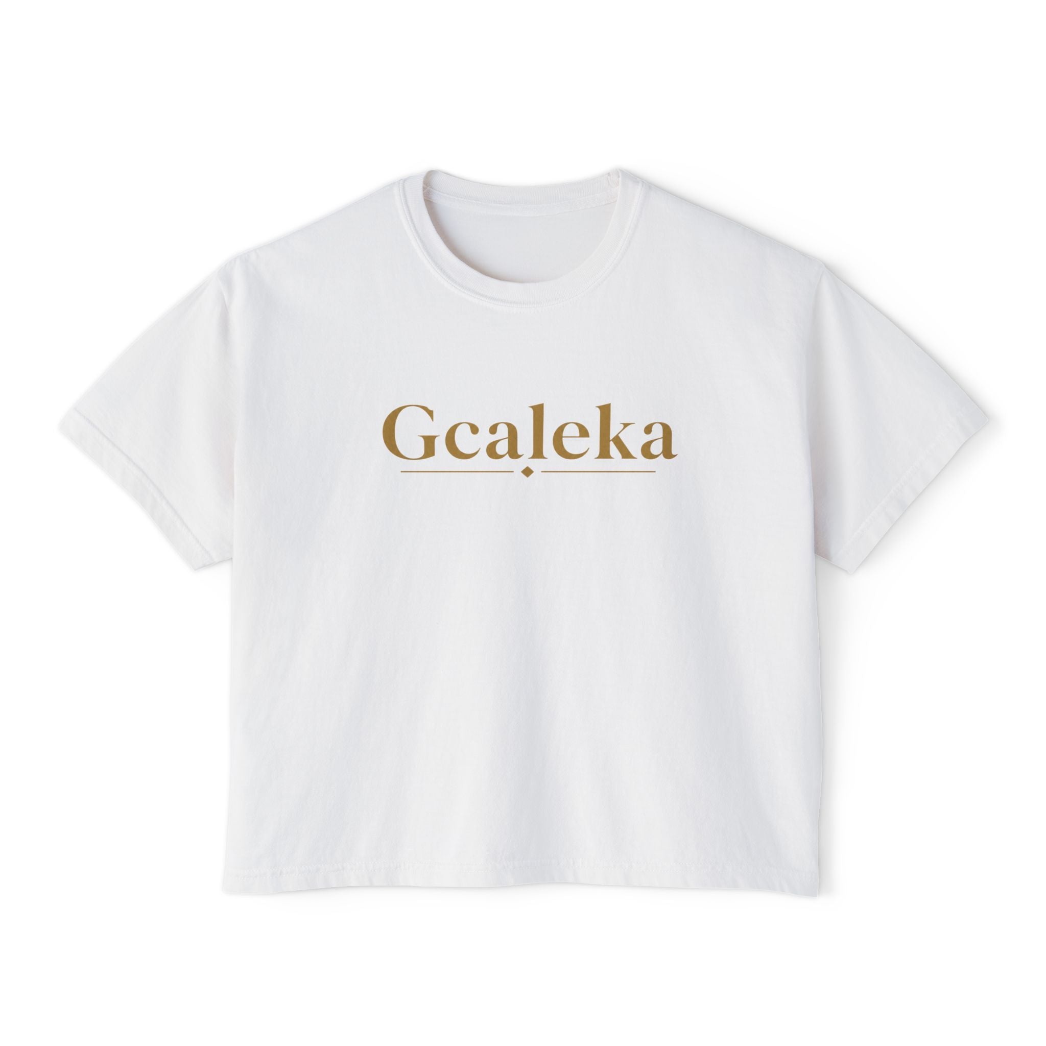 Gcaleka Boxy Tee — Minimal Gold Script Women's Crop T-Shirt