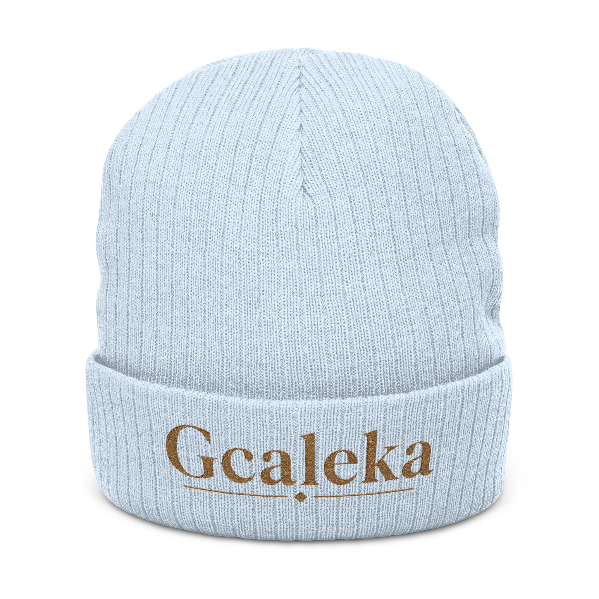 Embroidered 'Gcaleka' Ribbed Knit Beanie — Warm Cuffed Winter Hat